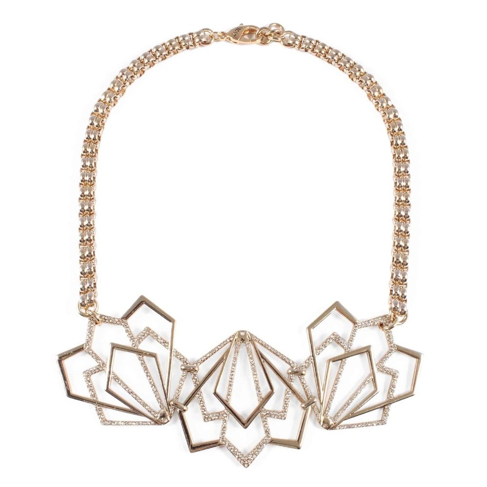 Lulu Frost Tesserae Crystal & Brass Bib Necklace